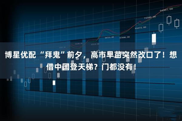 博星优配 “拜鬼”前夕，高市早苗突然改口了！想借中国登天梯？门都没有！